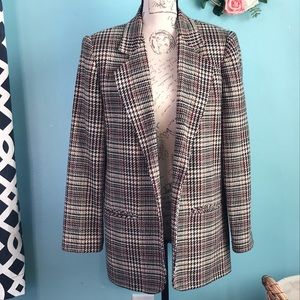 Vintage Sag Harbor Houndstooth Wool Blend Blazer